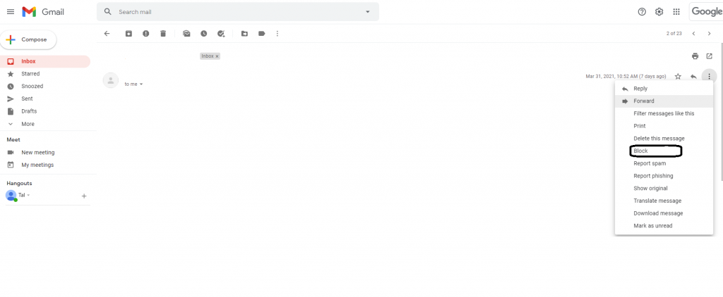 How to block emails on gmail